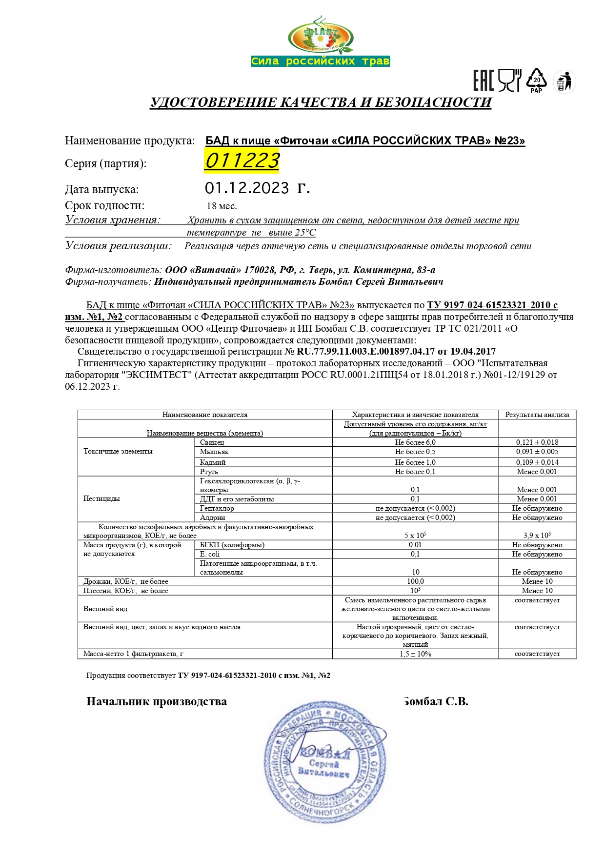 Паспорт №122023